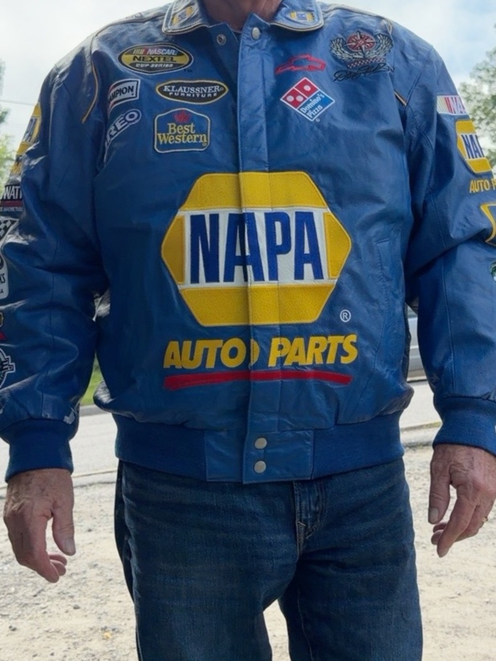 Hamilton Blue Racing Bomber Jacket with Yellow NAPA Logo